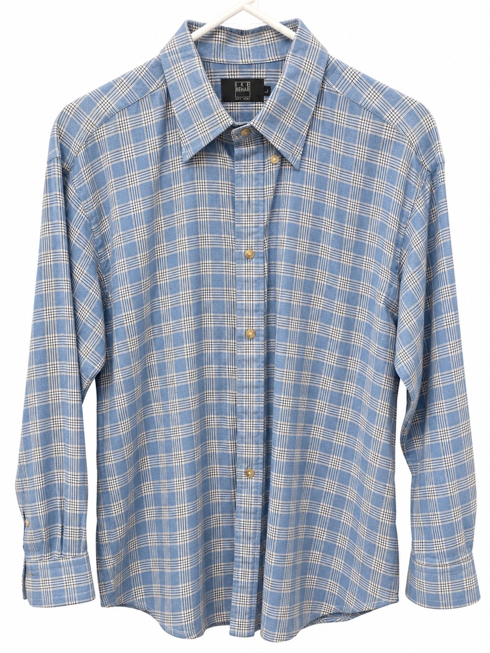 Ike Behar New York Men’s Blue Plaid Button-Down Shirt Size L